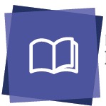 Ebook Central logo with white outline of open book on purple background